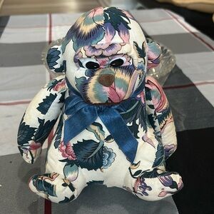 monkey Vtg Drummers West  Plush Stuffed Animal Toy Floral Pattern Flower 1988
